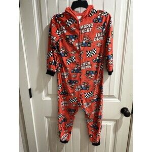 Super Mario Pajamas Union Suit MEDIUM (8) Child Kart Hooded Zip